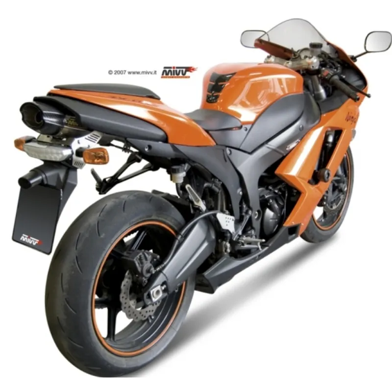 Nur Für Kurze Zeit Auspuffanlage Mivv SLIP-ON Edelstahl mit Carbon Kappe Suono Sport für Kawasaki ZX-6R 600 ccm Bj. 2007 - 2008