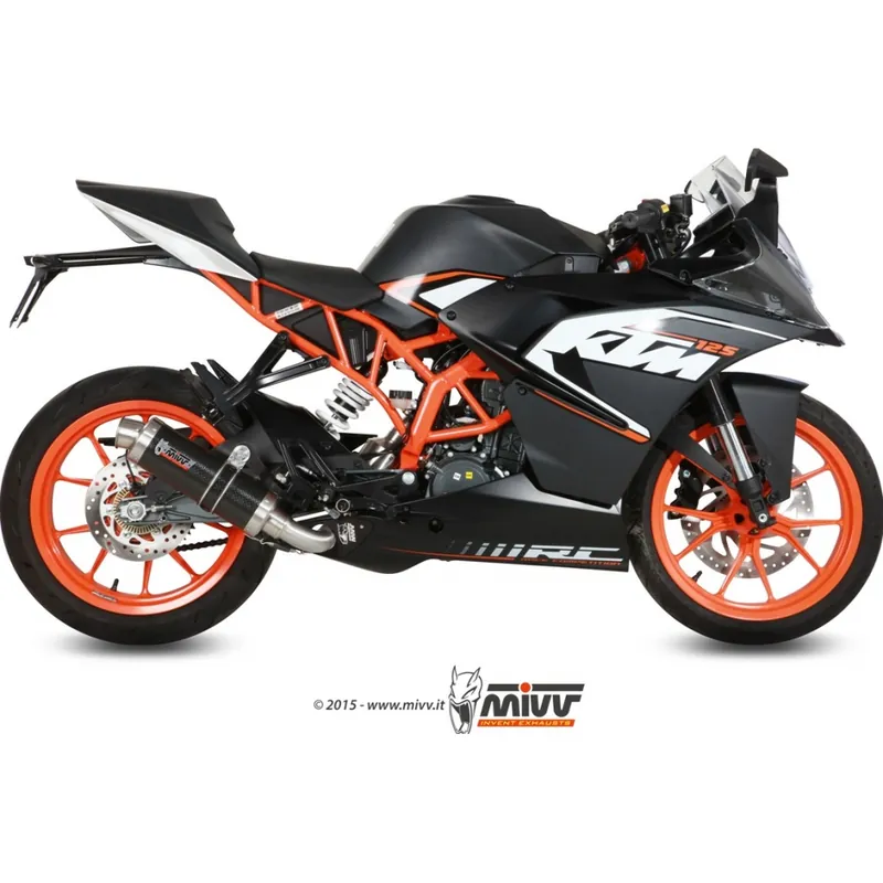 Auspuffanlage Mivv Komplettanlage 1x1 Carbon GP Sport für KTM RC 125 ccm Bj. 2014 - 2015 Sonderaktion