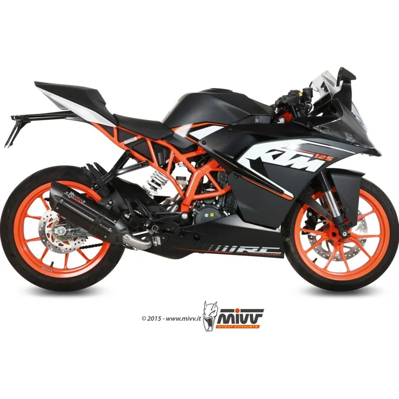 Jetzt Bestellen Auspuffanlage Mivv Komplettanlage 1x1 Edelstahl schwarz Suono Sport für KTM RC 125 ccm Bj. 2014 - 2015