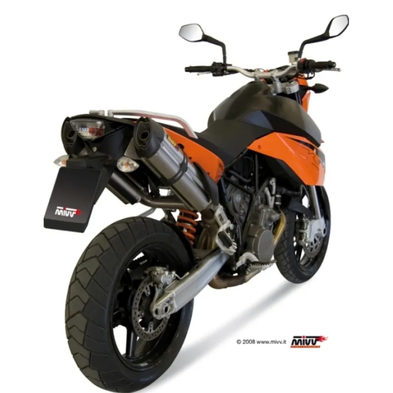 Auspuffanlage Mivv 2 BOLT-ON Edelstahl mit Carbon Kappe Suono Sport für KTM Supermoto / R T LC8 Adventure 950 / 990 ccm Bj. 2005 - 2013 Neue Kollektion