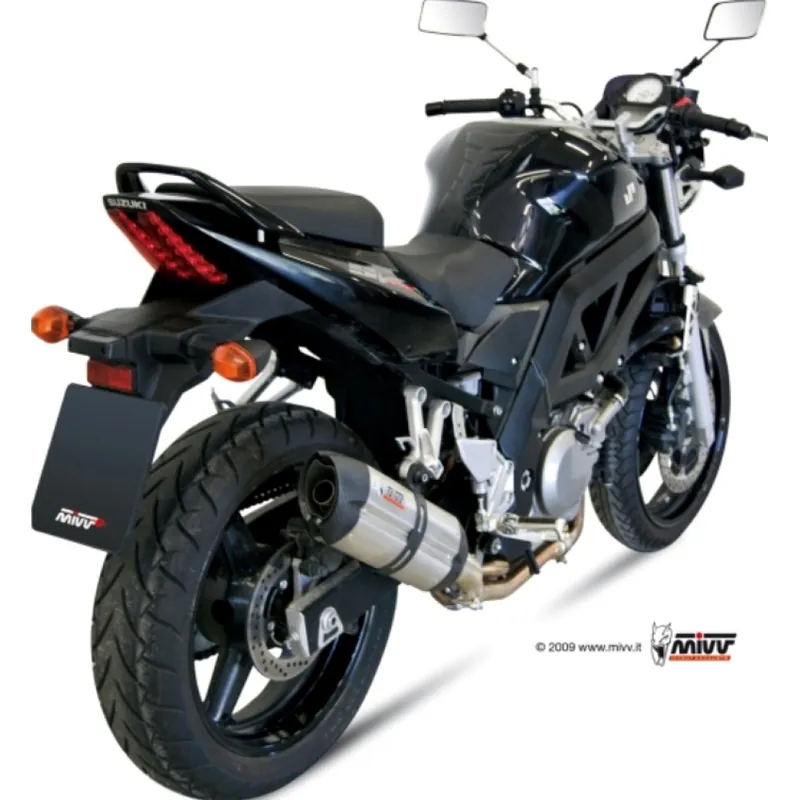 Direktkauf Auspuffanlage Mivv SLIP-ON Edelstahl mit Carbon Kappe Suono Sport für Suzuki SV / S SF 650 ccm Bj. 2004 - 2014