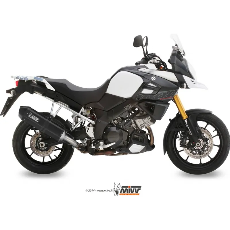 Neuheit Auspuffanlage Mivv SLIP-ON Edelstahl schwarz Speed Edge Sport für Suzuki DL V-Strom ABS 1000 ccm Bj. 2013 - 2015