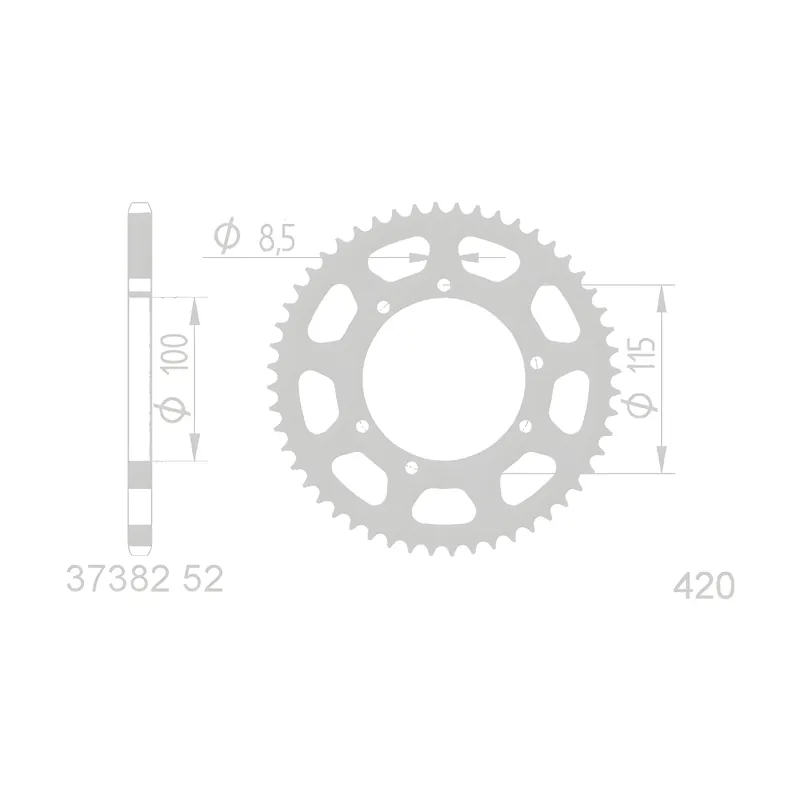 Kettenrad 52Z für MH Furia, Gilera H@k, Peugeot XP6 Markenprodukt