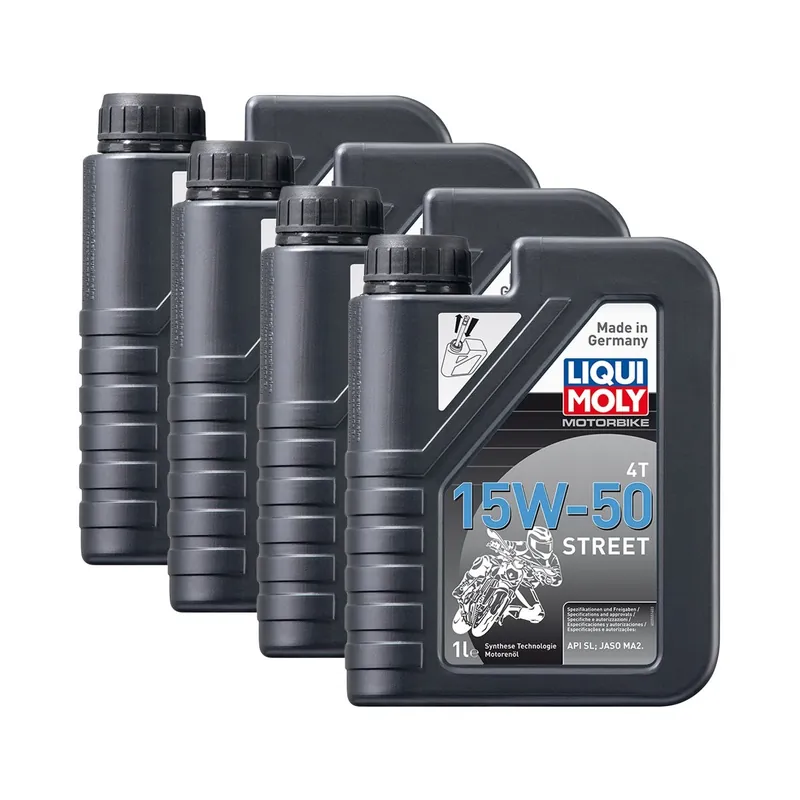 Heißes Angebot 4x Liqui Moly 2555 Motorbike 4T Street Motorrad Motoröl Engine Oil 15W-50 1L