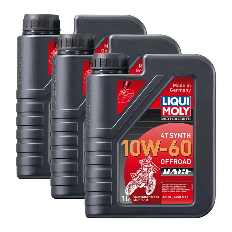 3x Liqui Moly 3053 Motorbike 4T Synth Motoröl Offroad Race 10W-60 1L Top-Preis