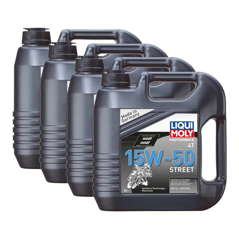 Top-Seller 4x Liqui Moly 1689 Motorbike 4T Motoröl Synth Motorrad Street Race 15 W-50 4L