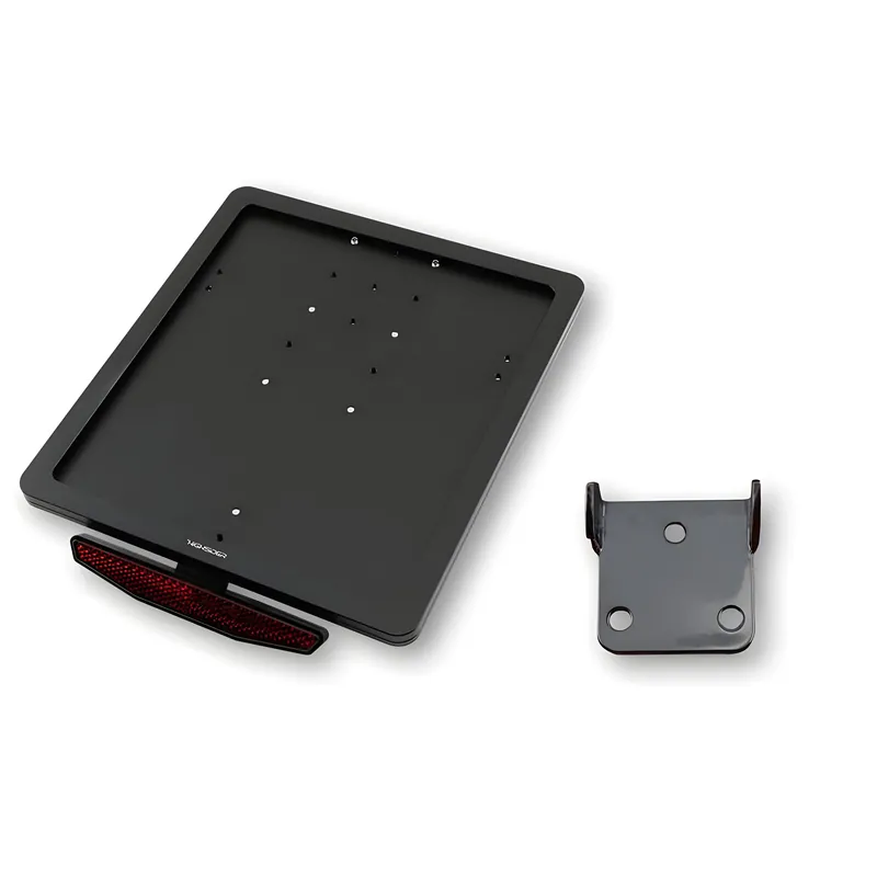 Halteplatte Highsider CNC für Kennzeichen mit Uni- Halter Typ 3 schwarz eloxiert Highlight
