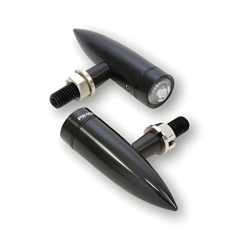 Abverkauf Blinker Highsider Bullet Long LED schwarz eloxiert
