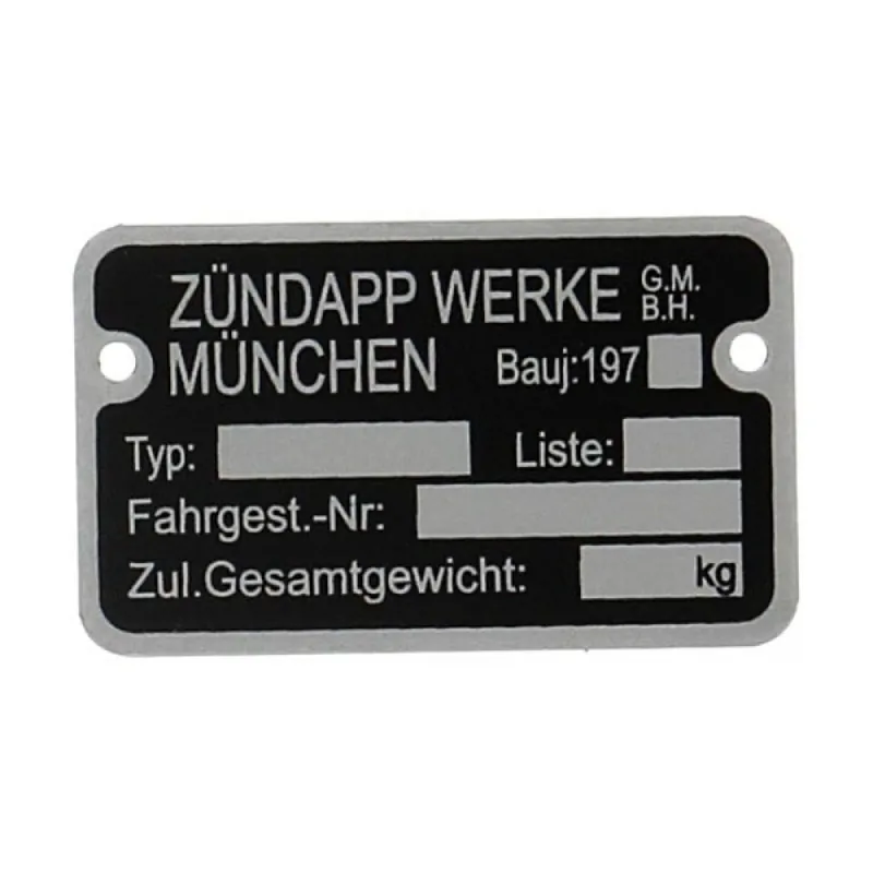 Kracherpreis Rahmenschild 197..... für Zündapp