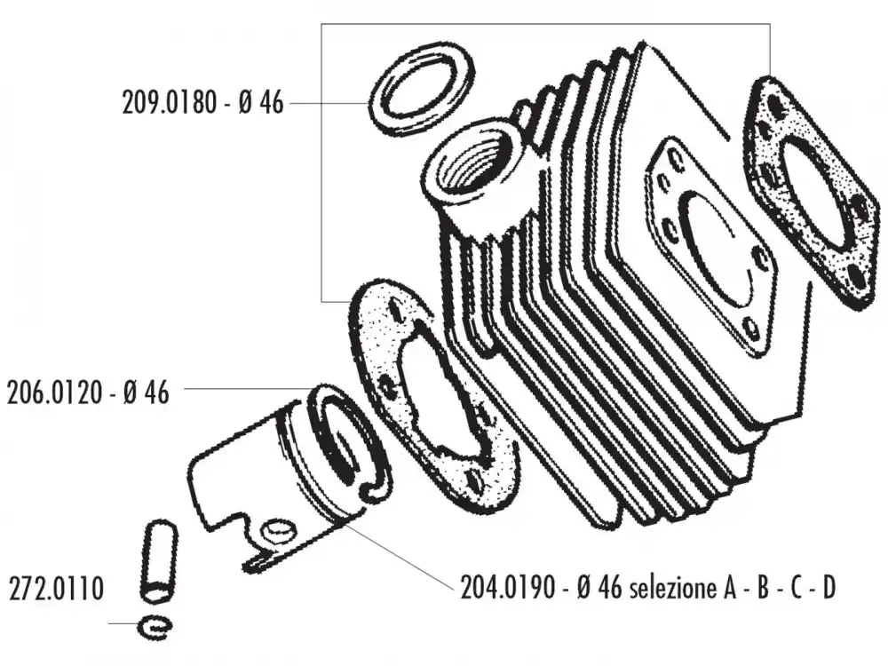 Ausverkauf Kolben Satz Polini 70ccm 46mm (C) für MBK AV-10, AV-51, 92GT, M16