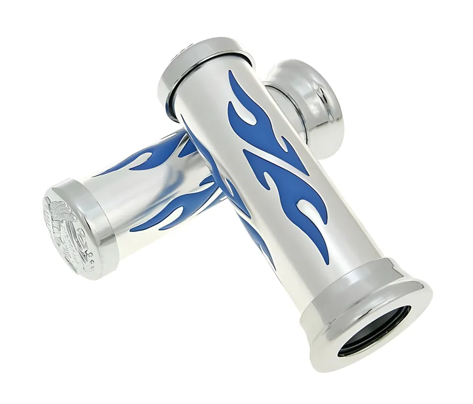Kracherpreis Griffe Satz Custom Flame Chrom blau
