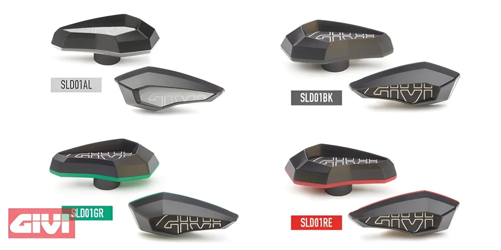 Sturzpad GiVi aus Fiberglas verstärktem Polymeraus eloxiertem Aluminium schwarz Schneller Versand