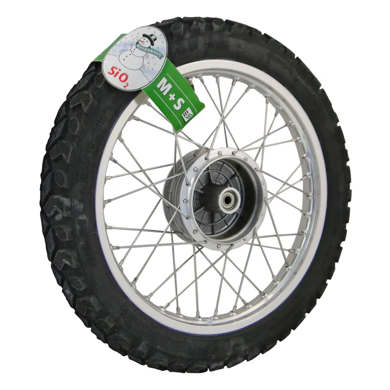 Winter - Komplettrad - hinten - 1,5x16 Zoll Alufelge, poliert - Edelstahlspeichen + Heidenau-Reifen K42 Ausverkauf