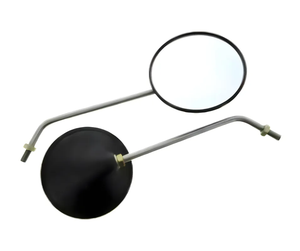 Geprüft 2x Rückblickspiegel, Rückseite Nockenform / Muschelform - Gewinde M10, Ø122mm - Spiegelarm Edelstahl