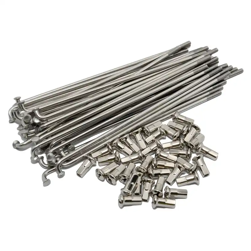 Neue Kollektion Edelstahlspeichensatz, poliert m. Nippel, je 36x - M3,5-143,5 mm - für 16 Zoll - Felgen