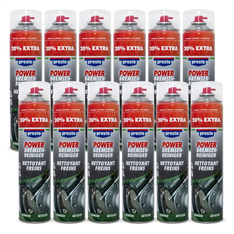 Mega-Angebot 12 Dosen Power Bremsenreiniger Spray 307287 Presto, 600ml