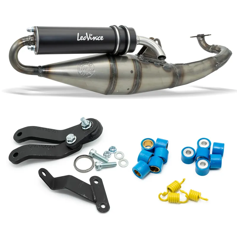 Rabatt Auspuffanlage komplett LeoVince HAND MADE TT Black Edition mit Zulassung, Aluminium schwarz für Aprilia SR Stealth / Racing liegend LC 50 Bj. 1998 - 2002 / Keeway Focus / Matrix Bj. 2006 / Yamaha Aerox Kat Bj. 2000 - 2001