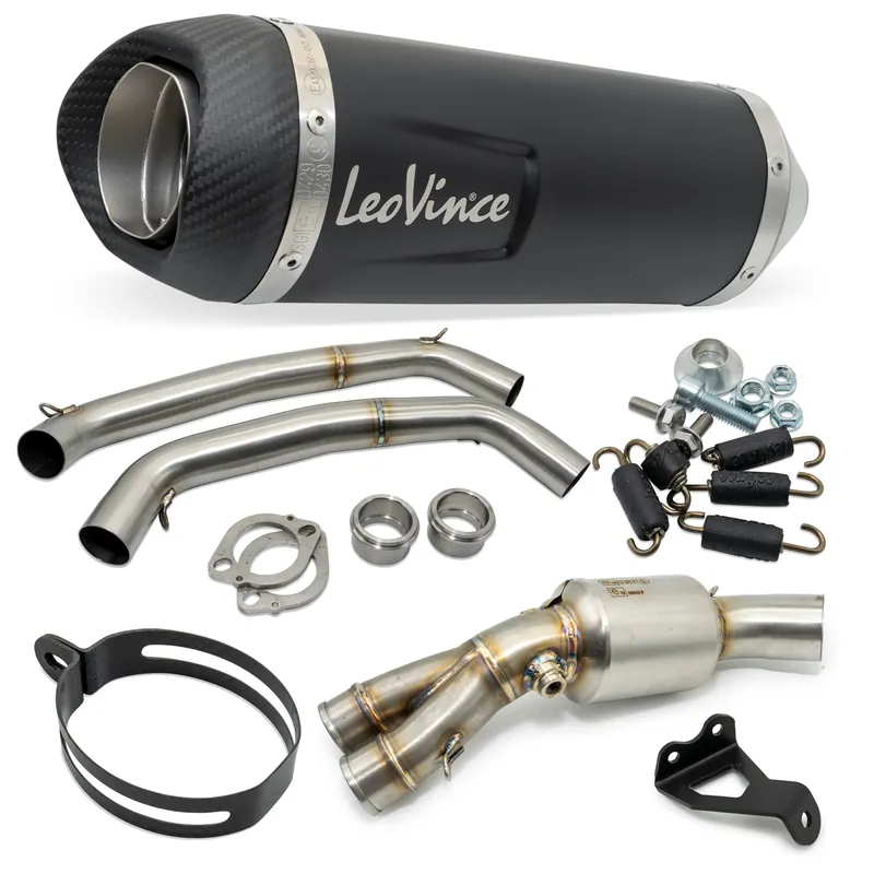 Letzte Chance Auspuffanlage komplett LeoVince LV ONE EVO Black Edition mit Katalysator & Zulassung, Edelstahl schwarz, Carbon Kappe für Yamaha MT-07 / FZ-07 700 2017 - 2020 E4 / Tracer 700 / XSR 2016 - 2020 E4 / Tracer GT 2019 - 2020 E4