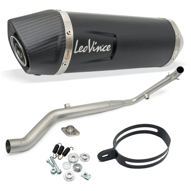 Auspuffanlage komplett LeoVince LV ONE EVO Black Edition mit Katalysator & Zulassung, Edelstahl schwarz, Carbon Kappe für Yamaha MT-125 / XSR / YZF-R 125 Bj. 2021 - 2024 E5 Heißes Angebot
