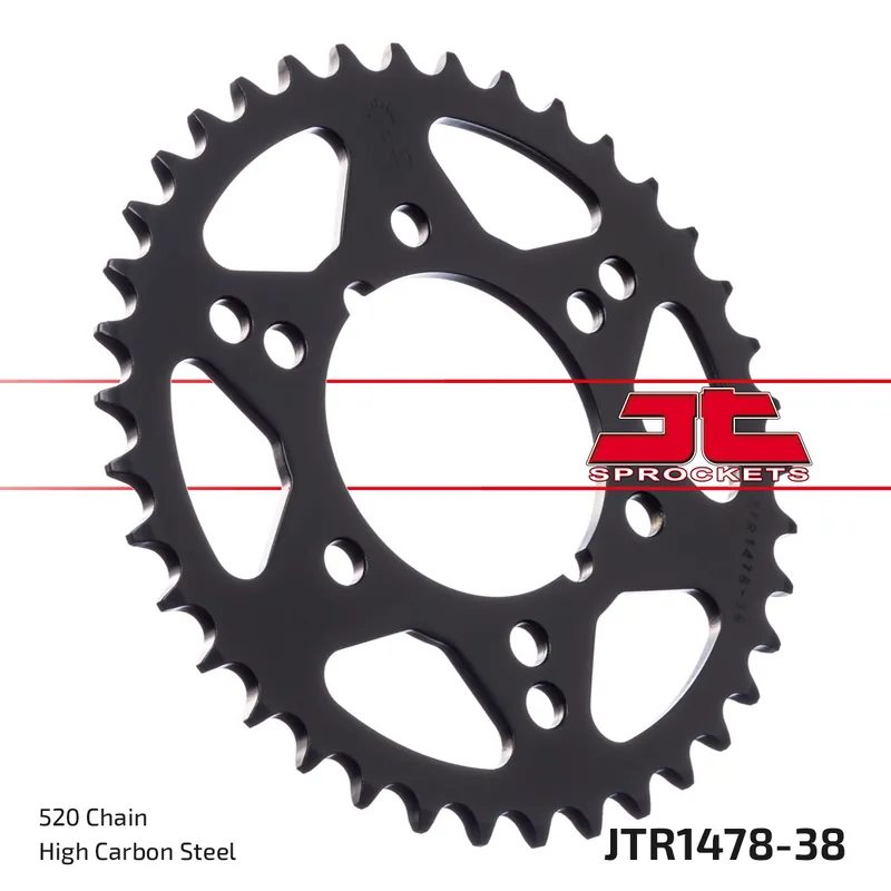 Kettenrad JT Sprockets 520 38Z Innendurchmesser 80mm Lochkreis 104mm für Kawasaki ZX-6R, Polaris Trail Boss Blazer Scrambler X Freedom Xpress Xplorer Abverkauf