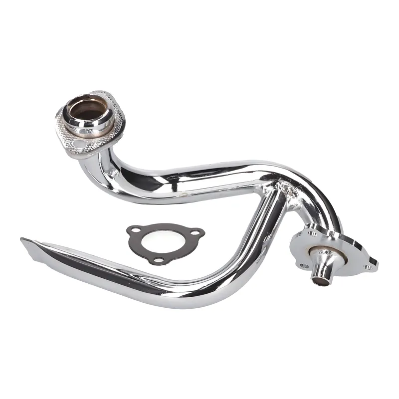 Auspuffkrümmer Chrom mit Staurohr und Drossel für Aprilia SX, RX, Derbi Senda, Gilera RCR, SMT Mega-Angebot