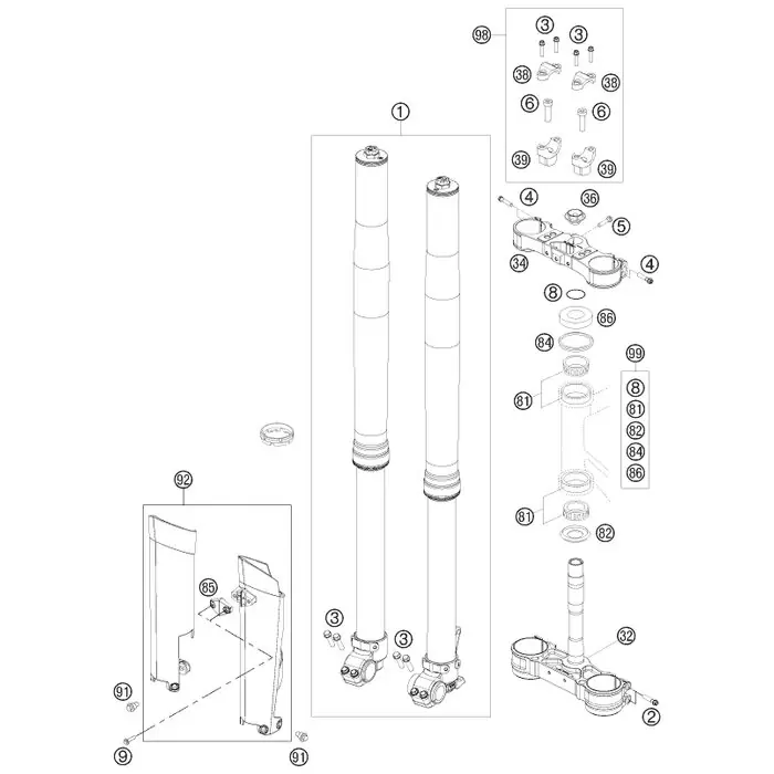 GABELBR. UNTEN KPL. X=22 SCHW. Markenware