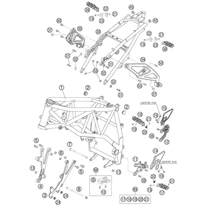 FUSSRASTENTRÄGER HINTEN RE05 Top-Angebot