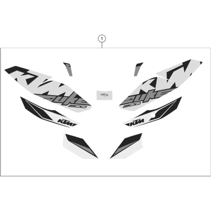 Aufkleberset 200 Duke MY17 white Mega-Angebot