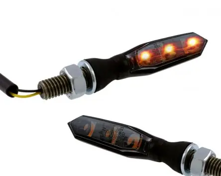 Finale Aktion Blinker HIGHSIDER SONIC-X1 LED schwarzes Metallgehäuse, getönt Paar Motorrad, Roller, Schaltmoped, Quad