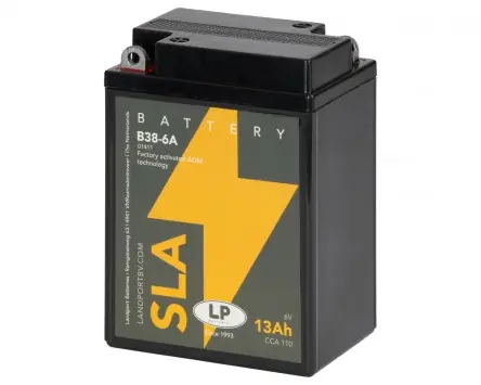 Sale Batterie LANDPORT B38-6A SLA 6V 13Ah, 117x82x160mm für Triumph 5TA 500, 6T 650, T100, T120, T140, TR6, TR65, TR7, Twenty One, Ducati Mark 3