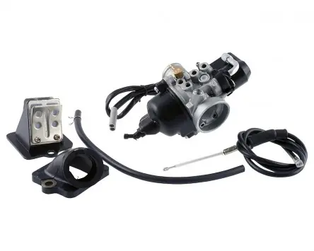 Jetzt Kaufen Vergaser Set 12mm Ersatz + E-Choke + Ansaugstutzen + Membrane kompatibel für Piaggio, Gilera, Vespa, Kit, Set, Satz 50ccm, STANDARD