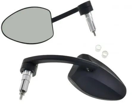 Lenkerendenspiegel Set 2x FERRARA 2 Evo schwarz mit Adapter 12-22mm kompatibel für Motorrad, Roller, Quad, Moped, Mofa, Vespa Sofort Bestellen