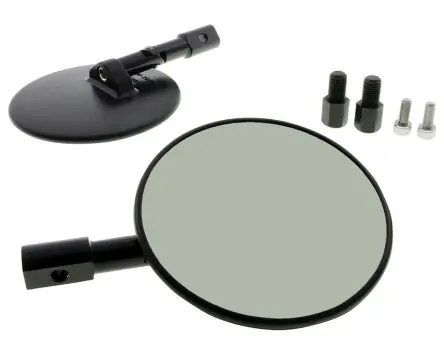 Top-Preis Spiegel Set mit Anbaukit SHINYO Superbike, für Lenkerenden, schwarz rund, klappbar Satz, Kit, Paar, ABE, Motorrad rechts links