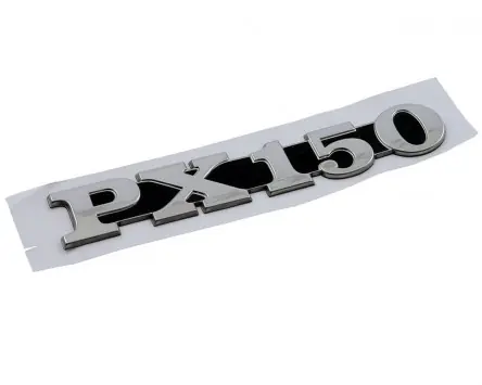 Sonderangebot Schriftzug Aufkleber Sticker für Seitenhaube PX 150 chrom