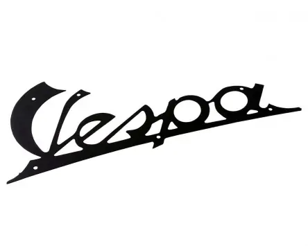 Schriftzug für Beinschild kompatibel für Vespa dunkelgrün 142x60mm, 6 Nieten Echt