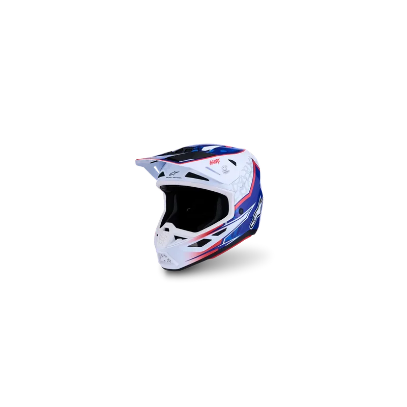 Helm Alpinestars SM7 Blaster White Blue Red Glossy Top-Seller