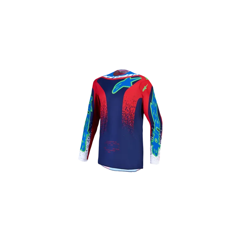 Neu Crossshirt Alpinestars Fluid Drag Blue Navy Fire Red White