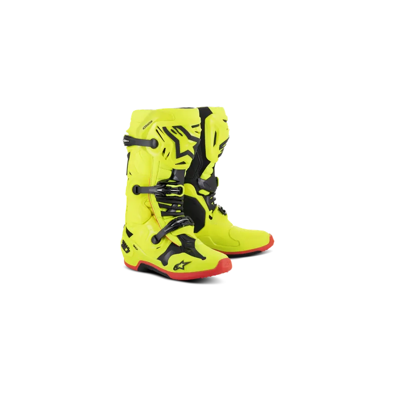 Markenware Alpinestars Tech 10 Motocross Stiefel Fluo Yellow Black Red