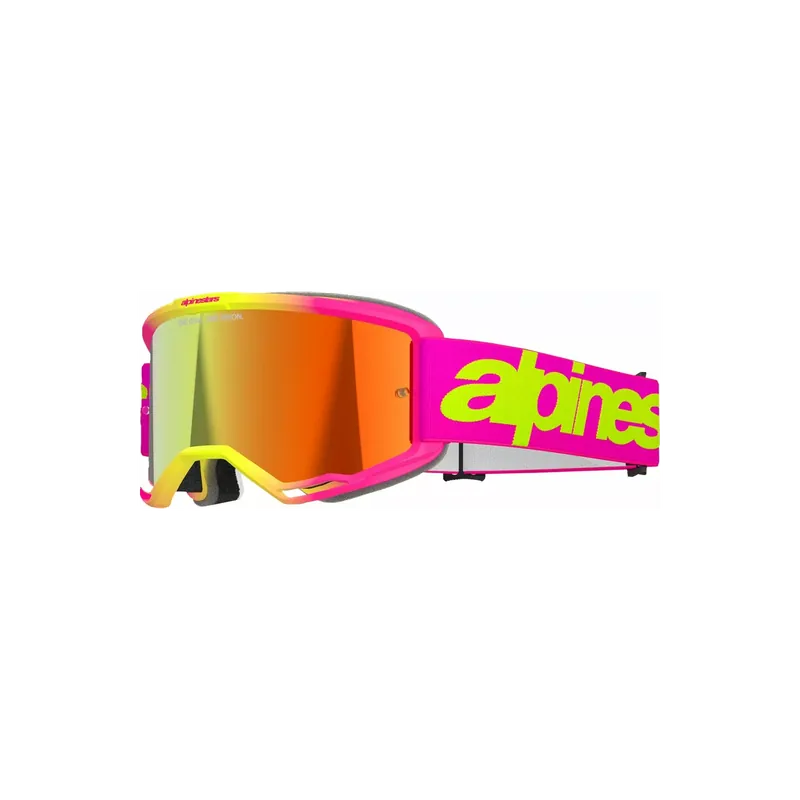 Alpinestars Vision 5 Wordmark MX-Brille Pink/Yellow Spiegellinse Preisknaller