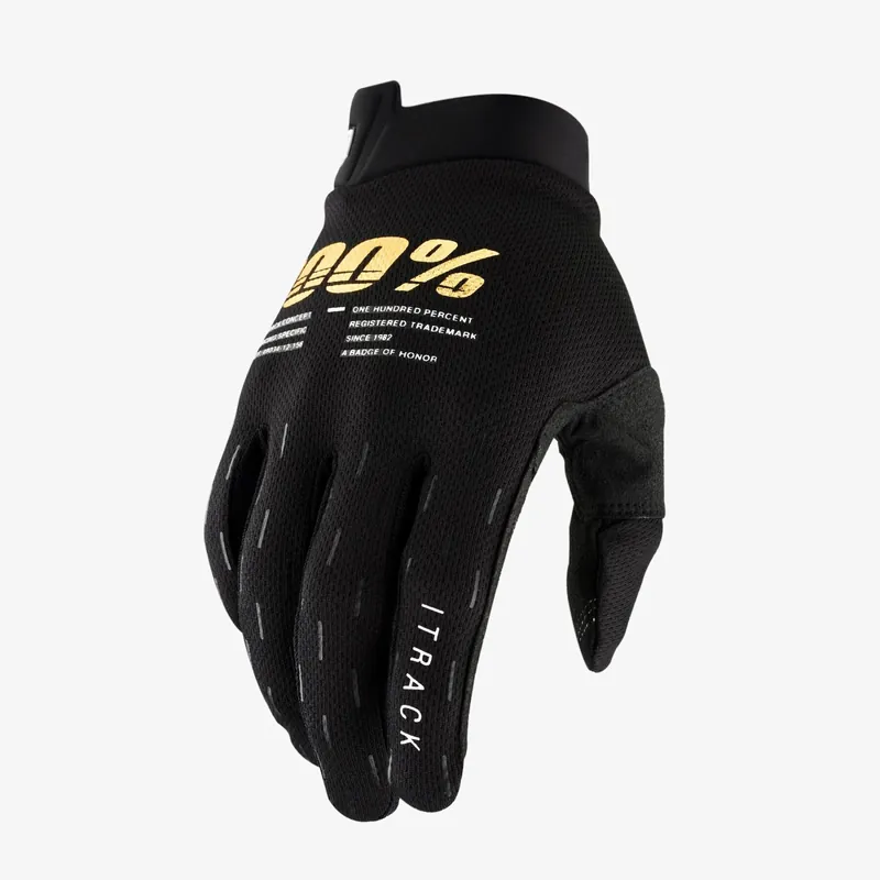 Neu 100% Prozent itrack Handschuhe Schwarz Gold MTB DH MX BMX FR Motocross Enduro