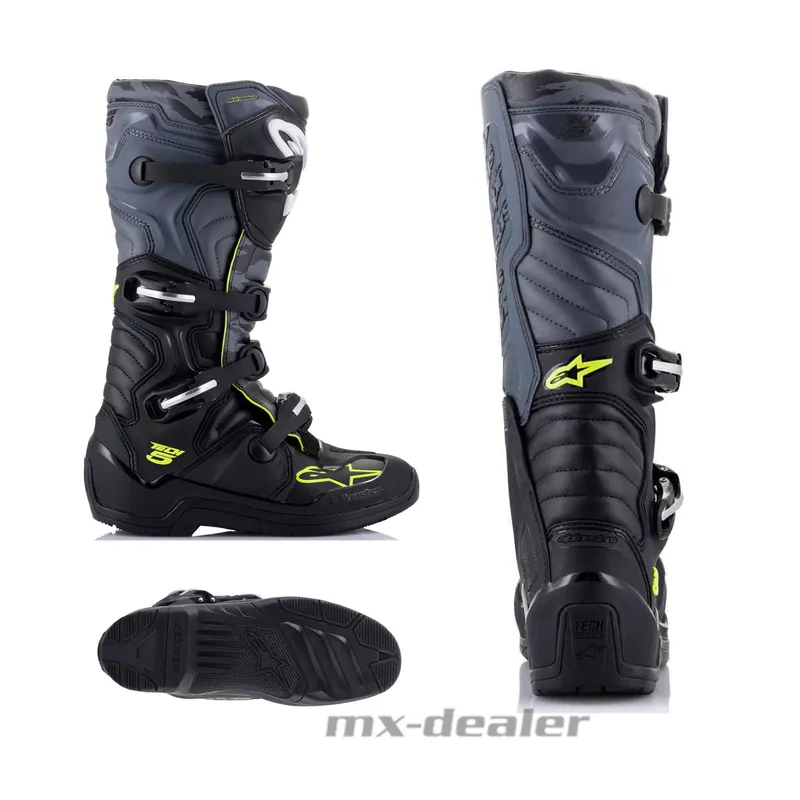 Sonderangebot Alpinestars Tech5 Tech 5 MX Stiefel Grau Schwarz Neon Motocross Enduro Quad Stiefels US 13 / EU 48