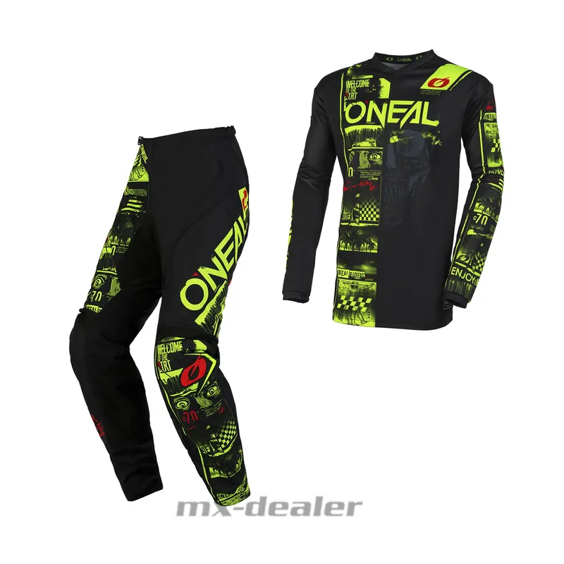Echt O‘Neal Element V.23 Attack Schwarz Neon Cross Hose Jersey MX Motocross Enduro Combo US 34 / EU 50 L