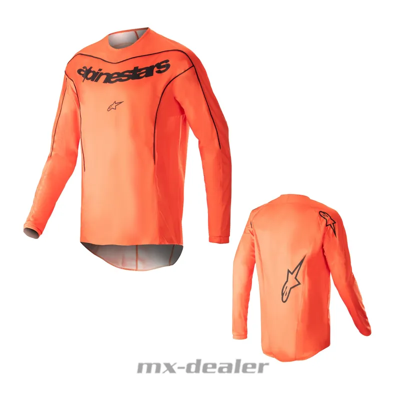 Jetzt Kaufen Alpinestars Fluid Lurv Hot Orange Schwarz 2023 MX Motocross Cross Jersey Shirt MTB Enduro M