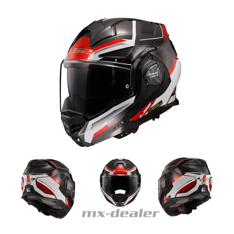 Beliebt LS2 FF901 Advant X Spectrum Schwarz Rot Klapphelm Motorrad Helm + dunkles Visier XL (61-62cm)
