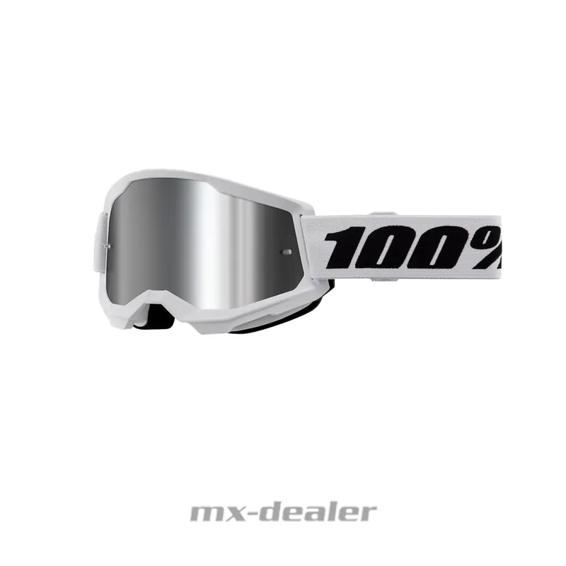 100 % Crossbrille Strata2 White Weiß Gruppe Motocross Enduro Downhill MTB BMX DH verspiegelt Letzte Chance