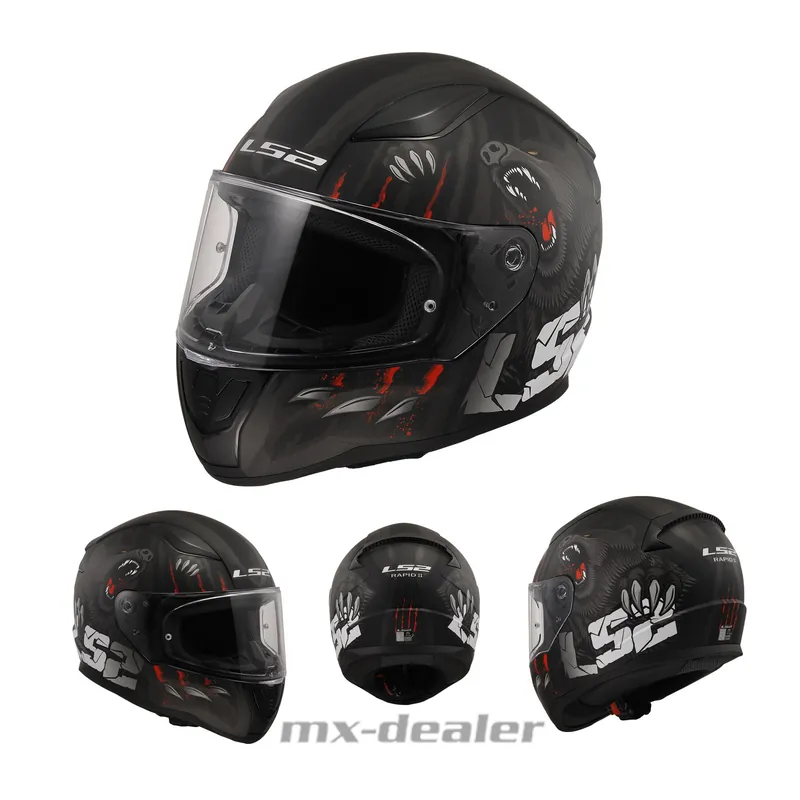 LS2 FF353 Rapid II Claw Schwarz Gloss Motorrad Helm Integralhelm Race M (57-58cm) Geprüft