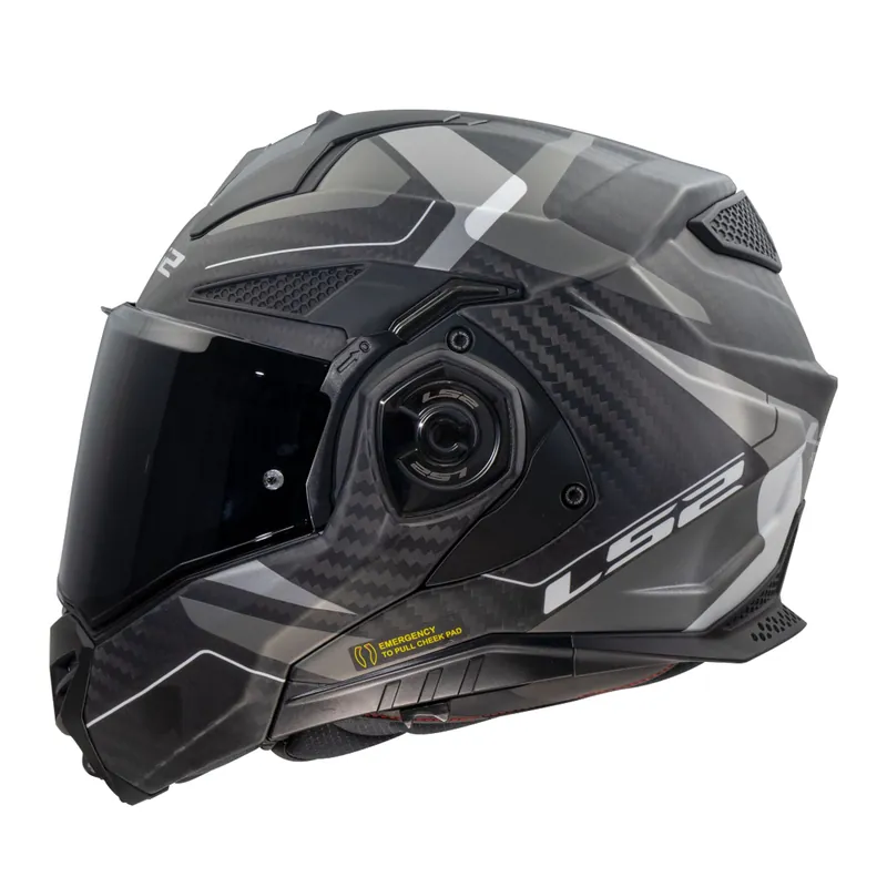 Garantierte Lieferung LS2 Klapphelm Advant X Carbon Horizon Silber Grau FF901 Motorrad Helm + dunkles Visier XL (61-62cm)