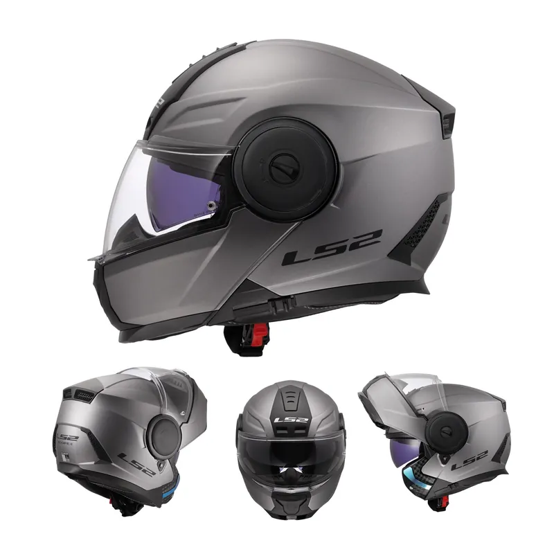 Günstig LS2 Klapphelm Scope II Motorrad Helm Solid Matt Titanium FF902 Tourenhelm Urban L (59-60cm)