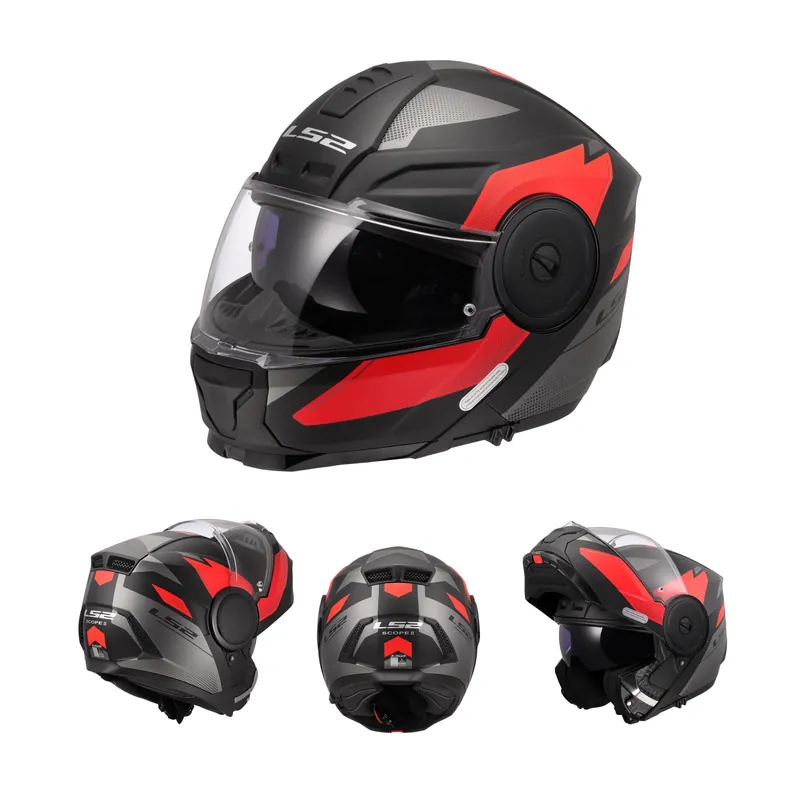 LS2 Klapphelm Scope II Motorrad Helm Duria schwarz rot matt FF902 Tourenhelm Urban XXL (63-64cm) Top-Preis
