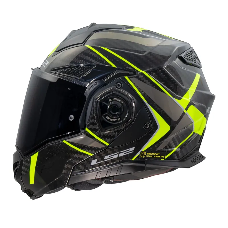 LS2 Klapphelm Advant X Carbon Future II Gelb FF901 Motorrad Helm + dunkles Visier Wochenendangebot